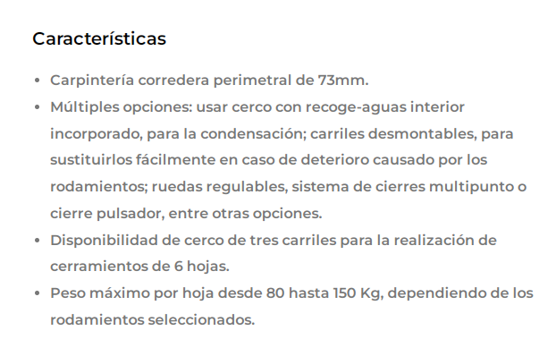 Descripción Corredera sin RPT Eurocor